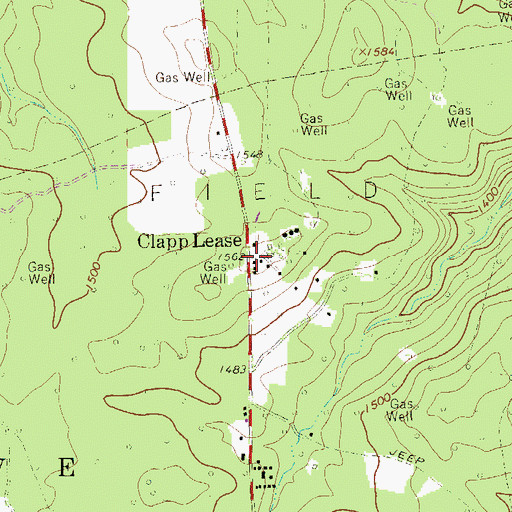 Topographic Map of Clapp Lease, PA