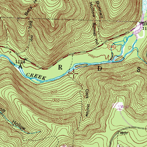 Topographic Map of Clark Hollow, PA