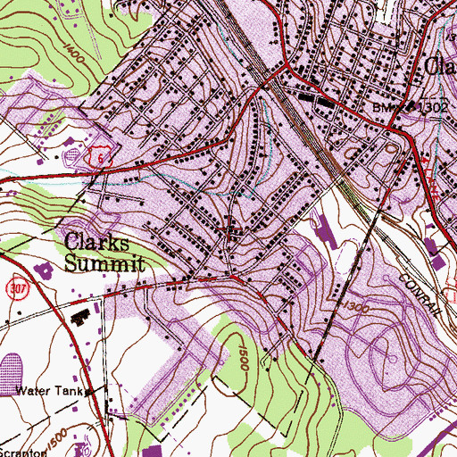 Topographic Map of Clarks Summit, PA