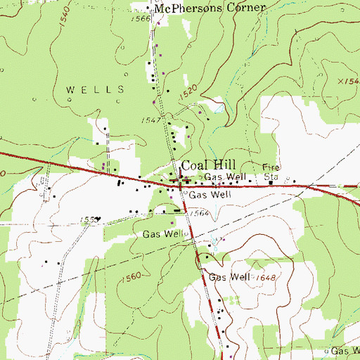 Topographic Map of Coal Hill, PA