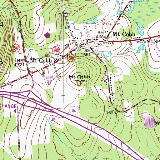 Topographic Map of Mount Cobb, PA