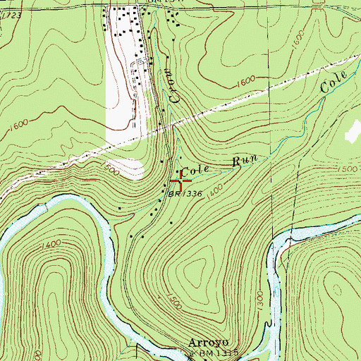 Topographic Map of Cole Run, PA