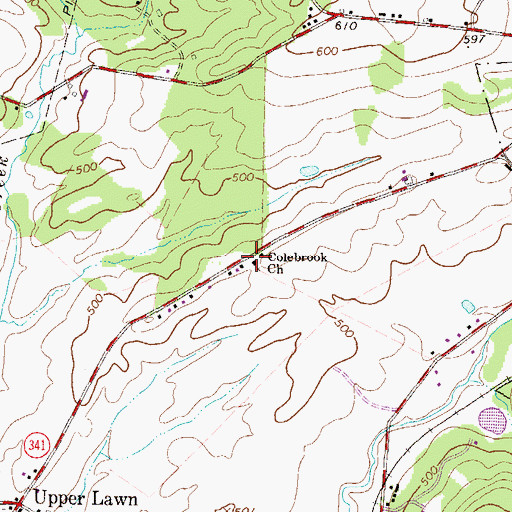 Topographic Map of Colebrook Church, PA