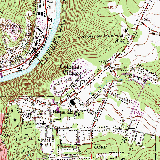Topographic Map of Colonial Village, PA