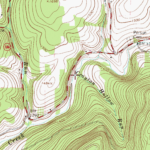 Topographic Map of Crayton Hollow Run, PA
