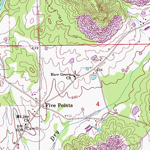 Topographic Map of Haw Grove Baptist Church, AL