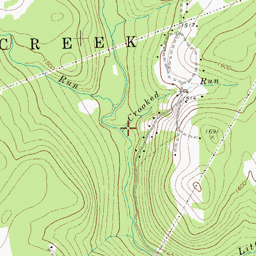 Topographic Map of Crooked Run, PA