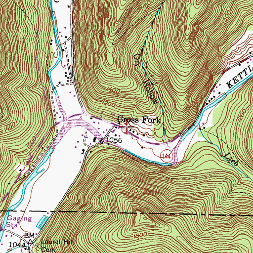 Topographic Map of Cross Fork, PA