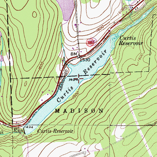Topographic Map of Curtis Reservoir, PA