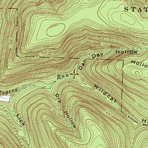 Topographic Map of Dan Day Hollow, PA