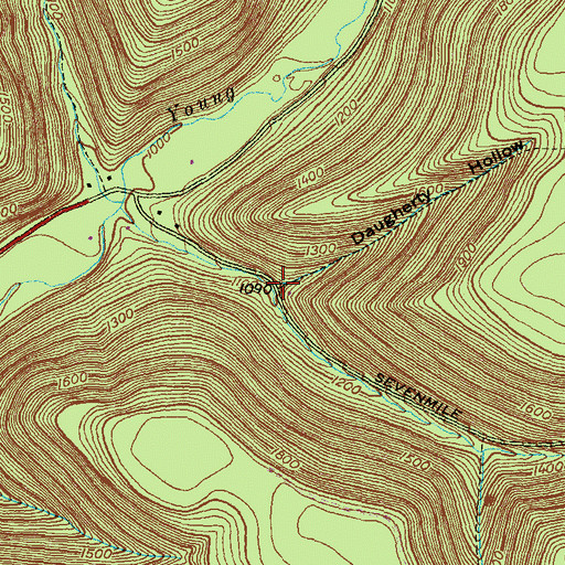 Topographic Map of Daugherty Hollow, PA