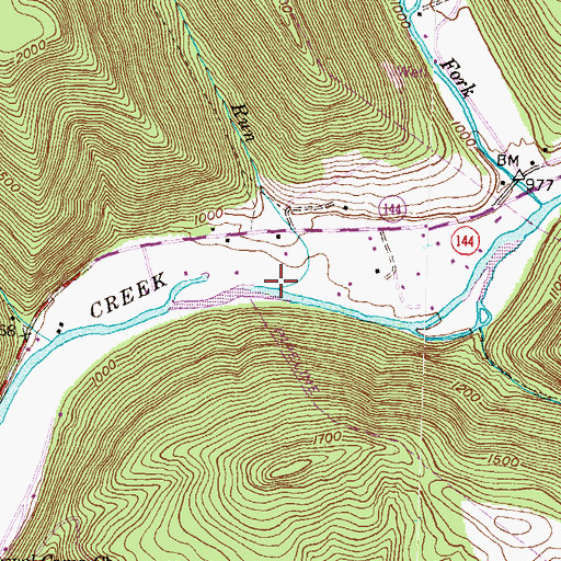 Topographic Map of Daugherty Run, PA