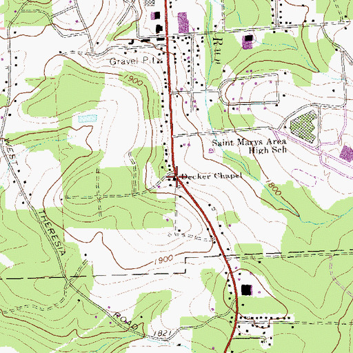 Topographic Map of Decker Chapel, PA