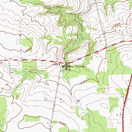 Topographic Map of Deer Creek Church, PA