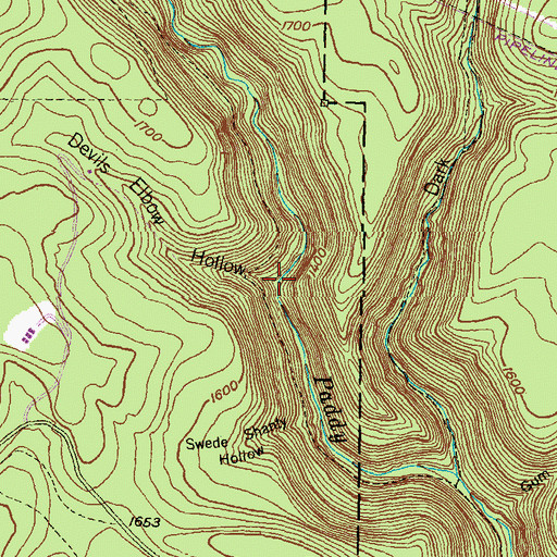 Topographic Map of Devils Elbow Hollow, PA