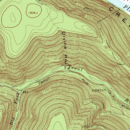 Topographic Map of Divine Hollow, PA