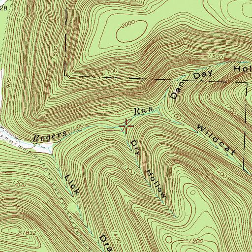 Topographic Map of Dry Hollow, PA