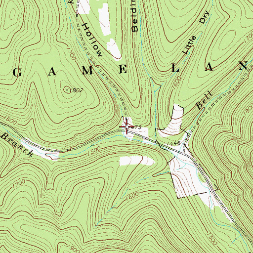 Topographic Map of Dry Hollow, PA