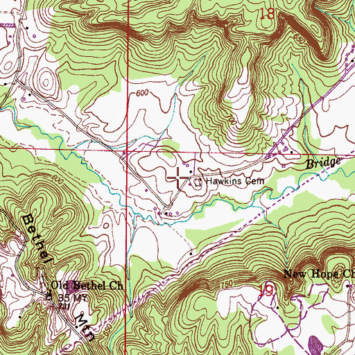 Topographic Map of Hawkins Cemetery, AL