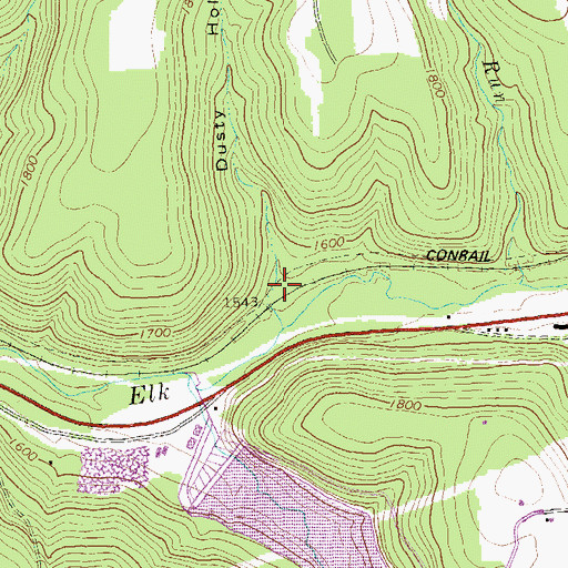 Topographic Map of Dusty Hollow, PA