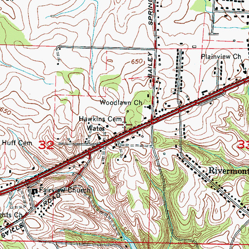 Topographic Map of Hawkins Cemetery, AL