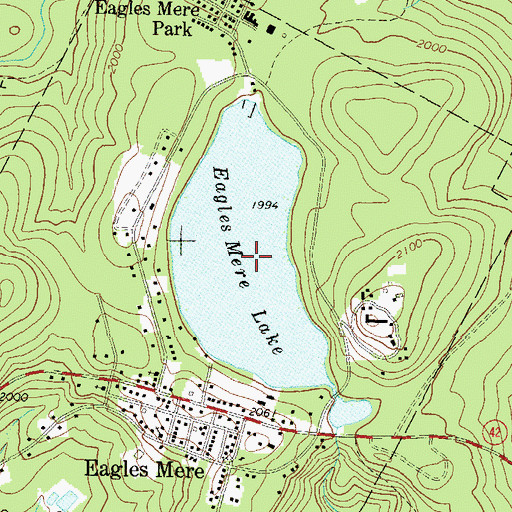 Topographic Map of Eagles Mere Lake, PA