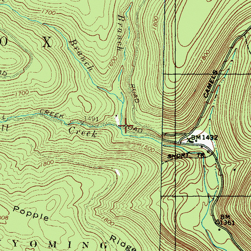 Topographic Map of East Branch Mill Creek, PA