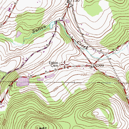 Topographic Map of Eaton Cemetery, PA