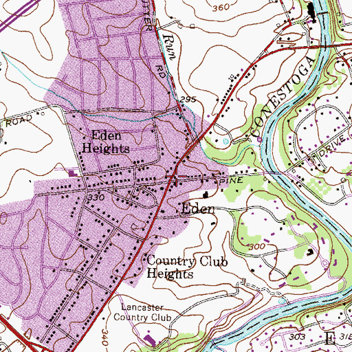 Topographic Map of Eden, PA