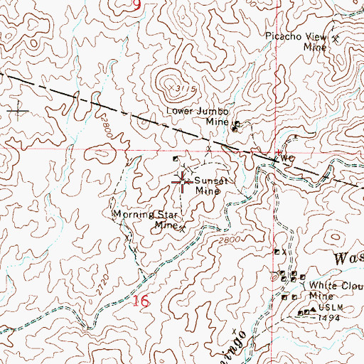 Topographic Map of Sunset Mine, AZ
