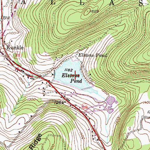 Topographic Map of Elstons Pond, PA