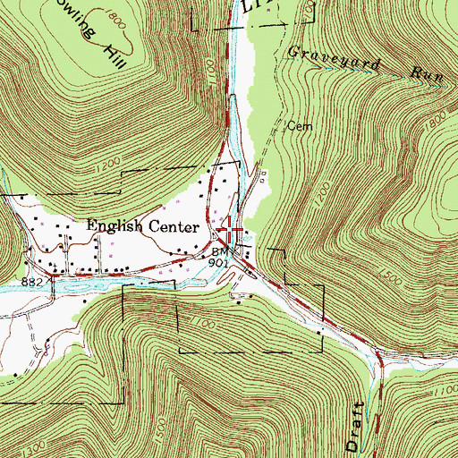 Topographic Map of English Center, PA