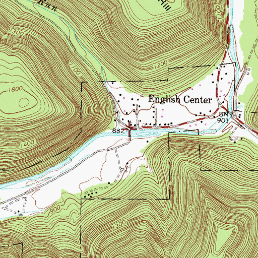 Topographic Map of English Run, PA