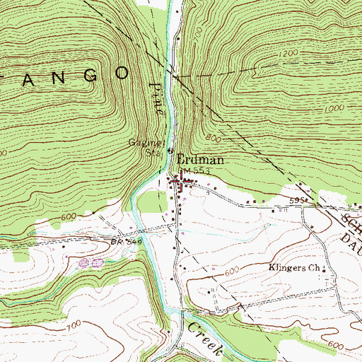 Topographic Map of Erdman, PA