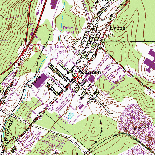 Topographic Map of Eynon, PA