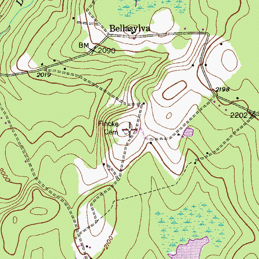 Topographic Map of Fincke Cemetery, PA