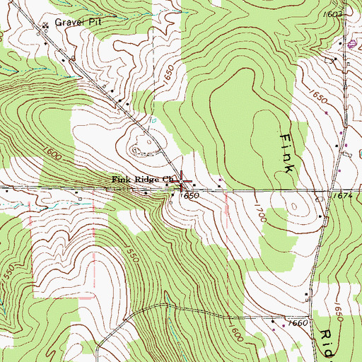 Topographic Map of Fink Ridge Church, PA