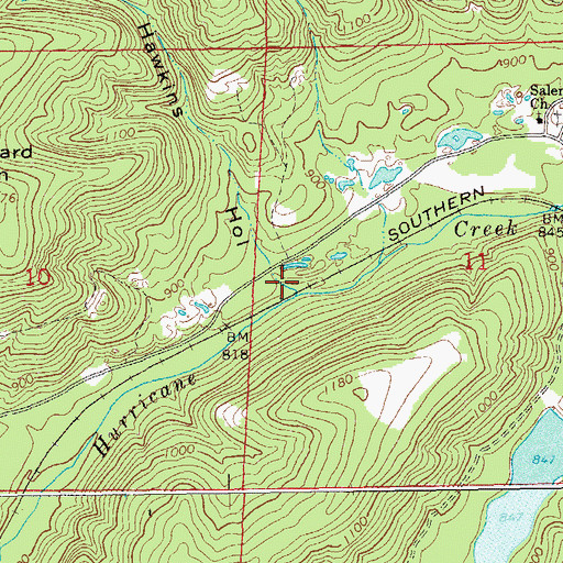 Topographic Map of Hawkins Hollow, AL