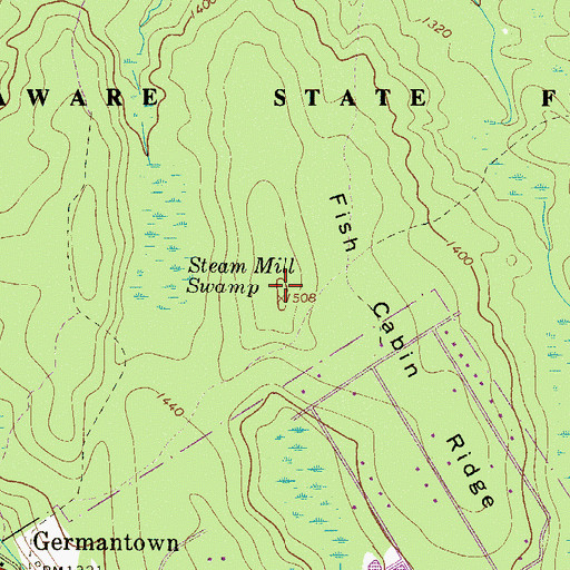 Topographic Map of Fish Cabin Ridge, PA