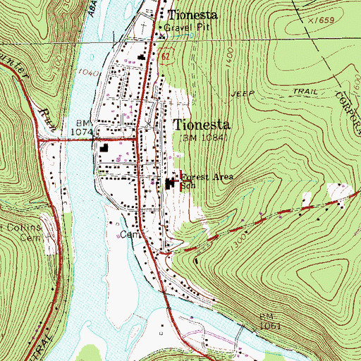 Topographic Map of Forest Area School, PA