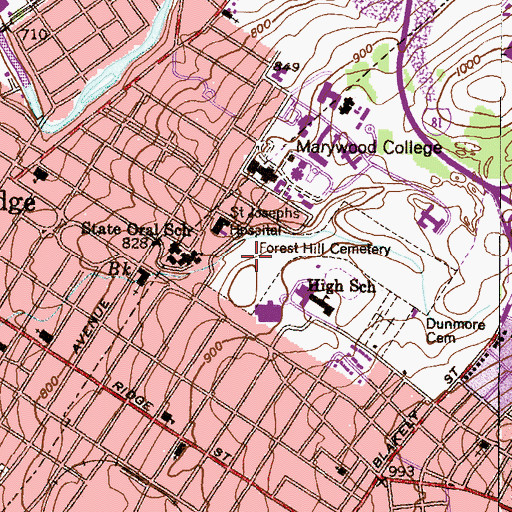 Topographic Map of Forest Hill Cemetery, PA