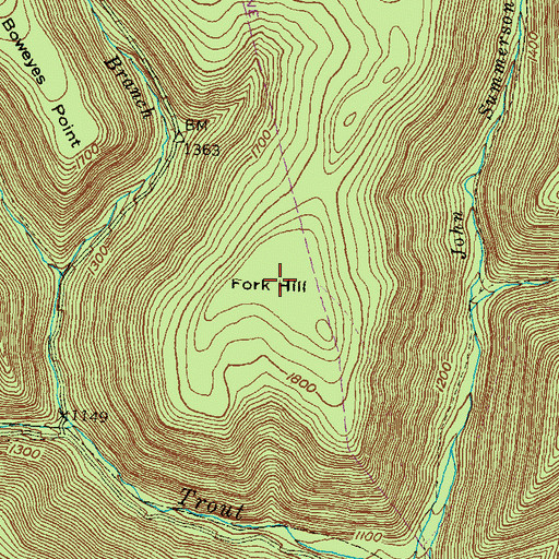Topographic Map of Fork Hill, PA