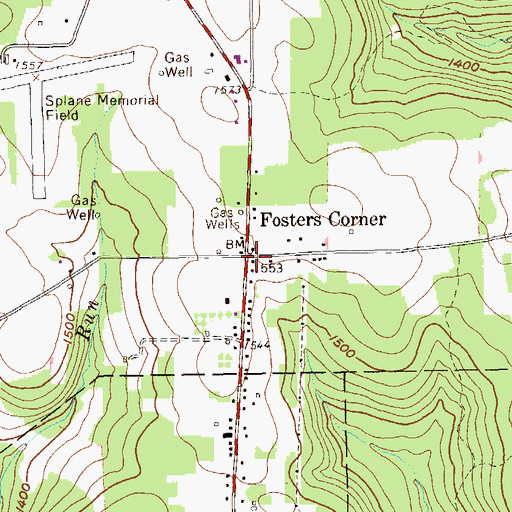 Topographic Map of Fosters Corner, PA