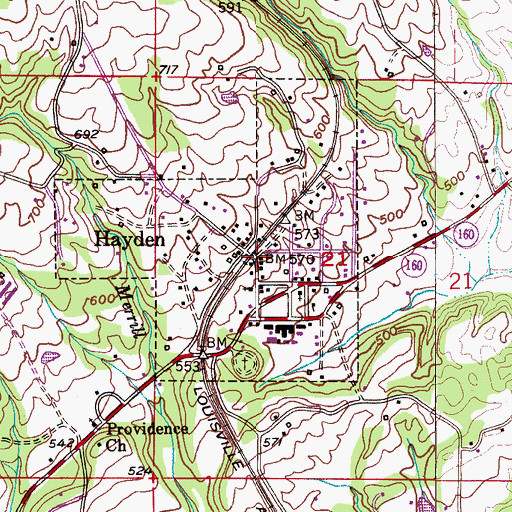 Topographic Map of Hayden, AL