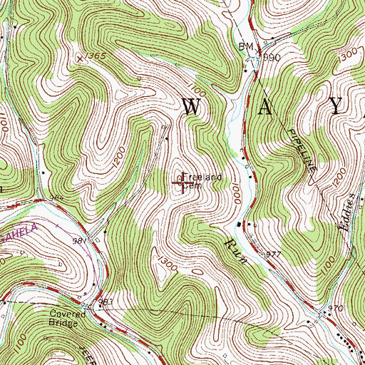 Topographic Map of Freeland Cemetery, PA