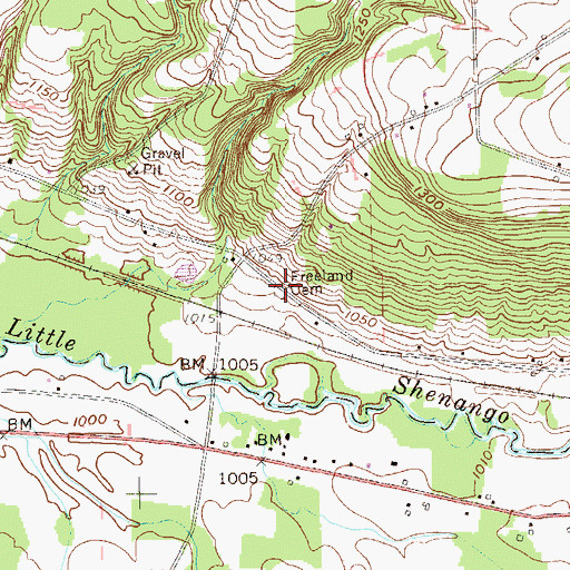 Topographic Map of Freeland Cemetery, PA
