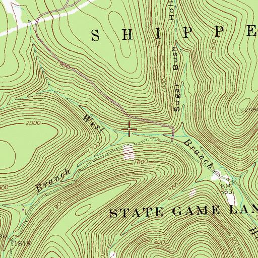 Topographic Map of Frenchmans Branch, PA