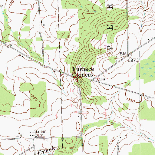 Topographic Map of Furance Corners, PA