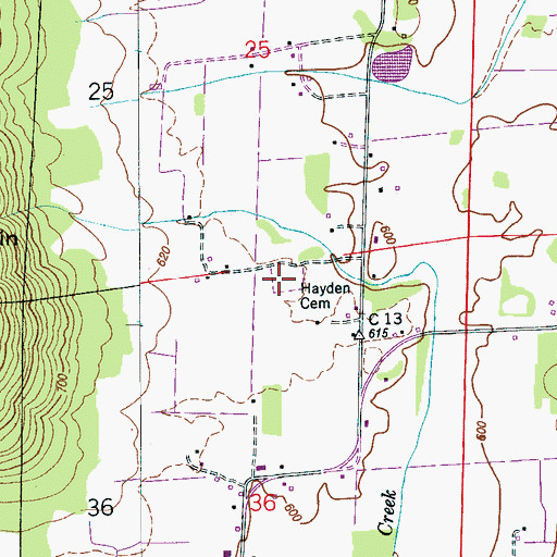 Topographic Map of Hayden Cemetery, AL