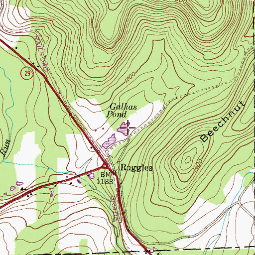 Topographic Map of Galkas Pond, PA